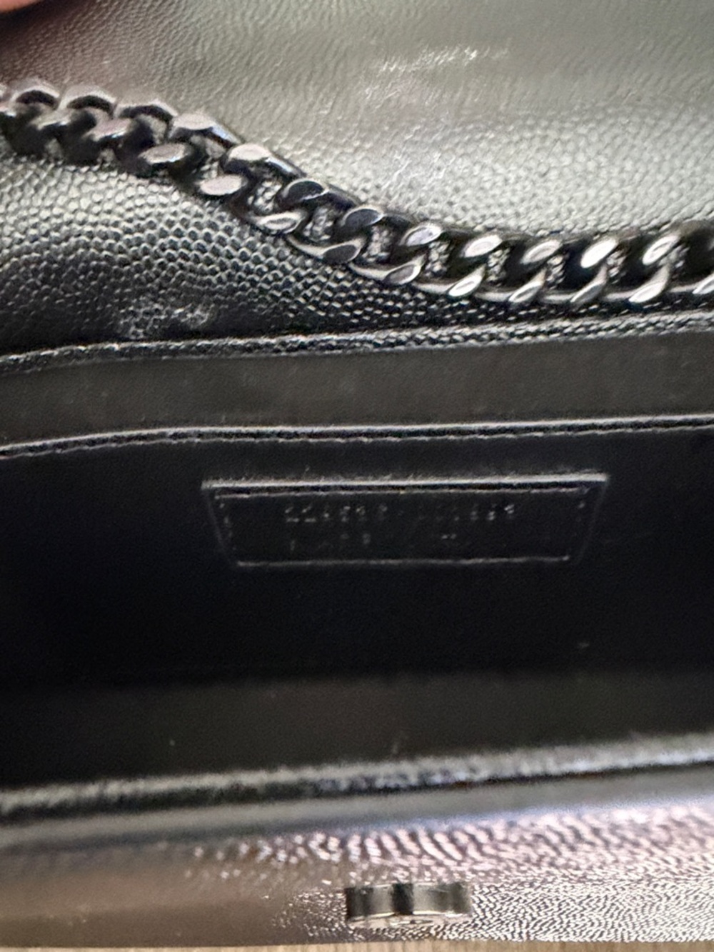 Saint Laurent Black Pebbled Leather YSL Chain Shoulder Bag - Picture 6 of 11